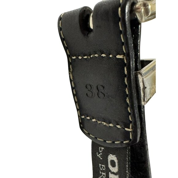 Brighton Onyx Mens Sz 38 Leather Belt with Silver Golf Studded Cartouch #10403 - Picture 6 of 6